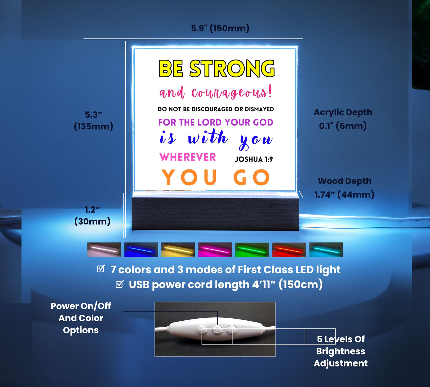 Be Strong and Courageous - Square Acrylic Plaque