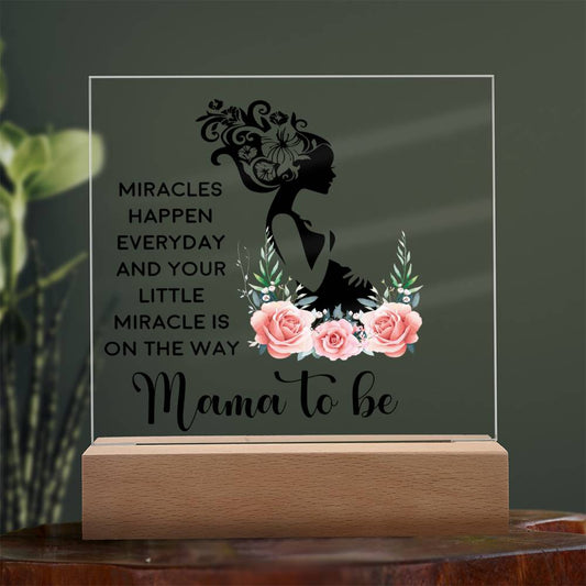 Baby Shower Gift, Little Miracle on the Way - Acrylic Plaque & Night Light