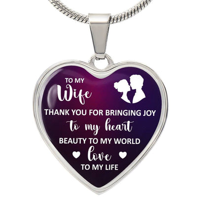 To My Wife, You Bring Joy To My Heart - Personalized Heart Luxury Necklace