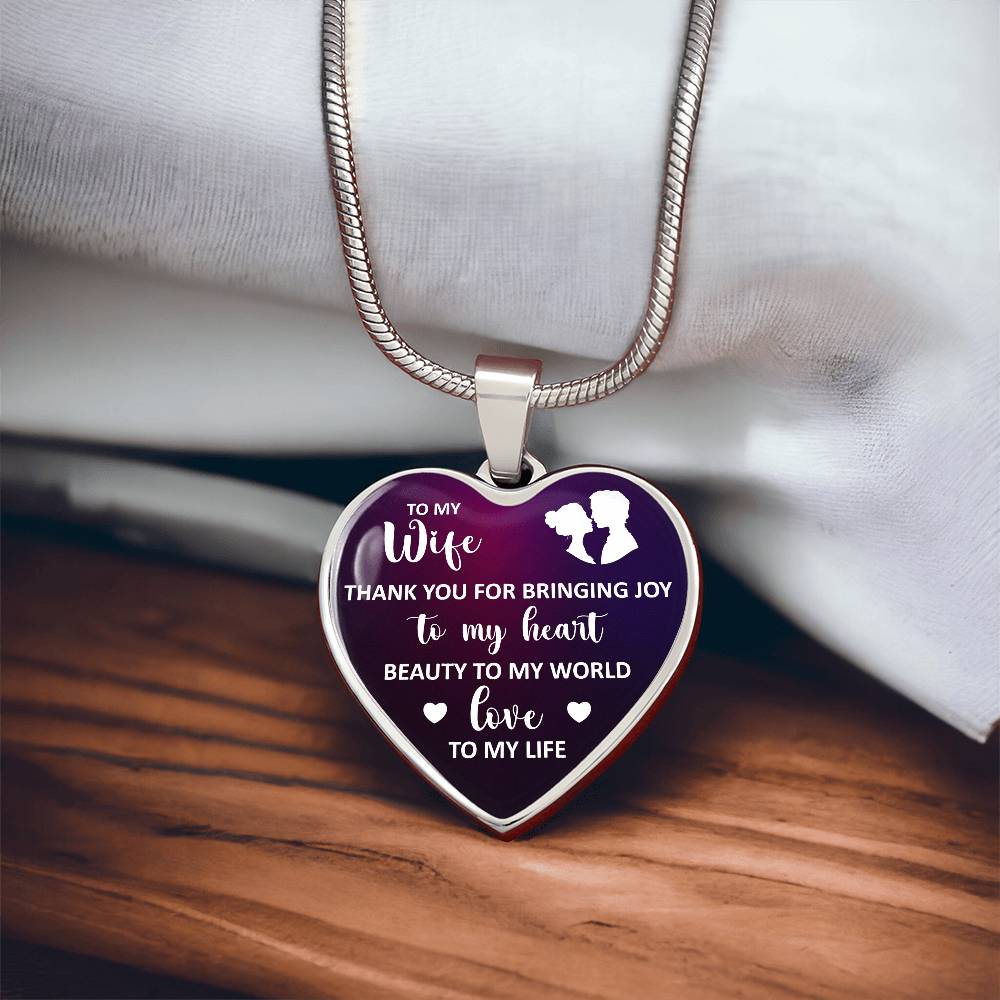 To My Wife, You Bring Joy To My Heart - Personalized Heart Luxury Necklace