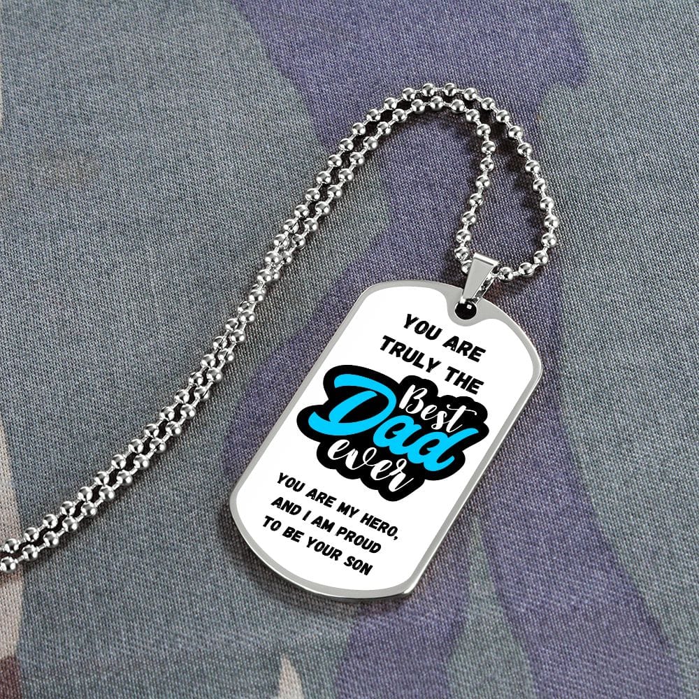Best Dad Ever, Proud Son's Tribute - Personalized Military Chain