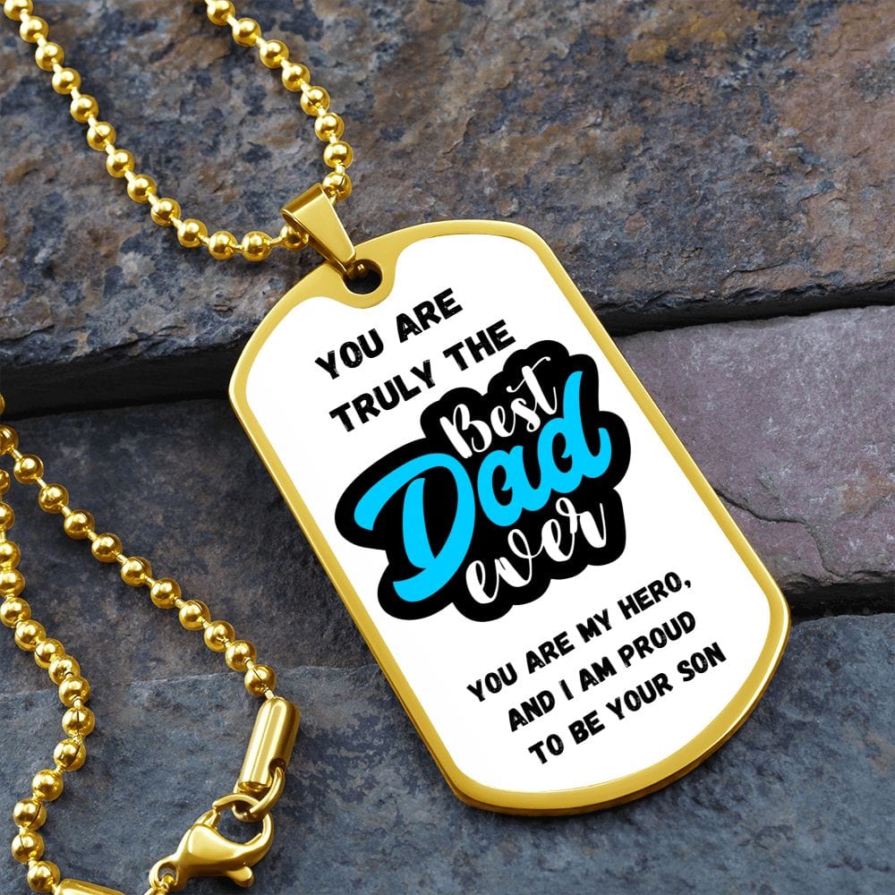 Best Dad Ever, Proud Son's Tribute - Personalized Military Chain