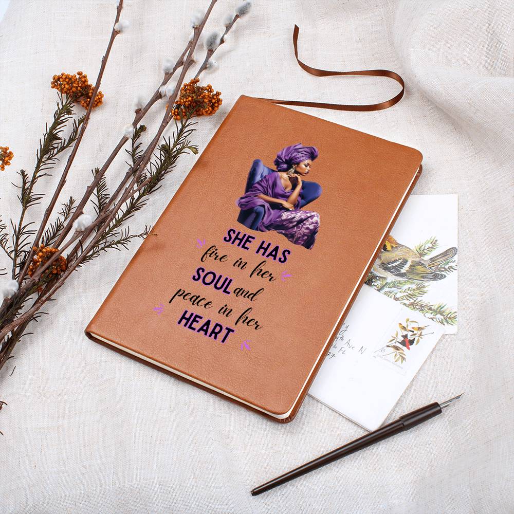 Fire in Her Soul and Peace in Her Heart- Graphic Leather Journal