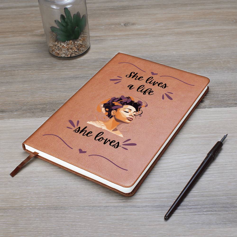 She Lives A Life She Loves - Graphic Leather Journal