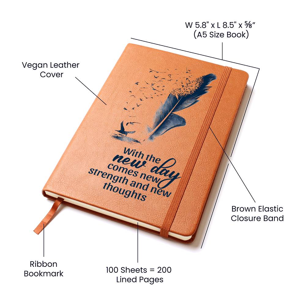 New Day, New Strength, New Thoughts - Graphic Leather Journal