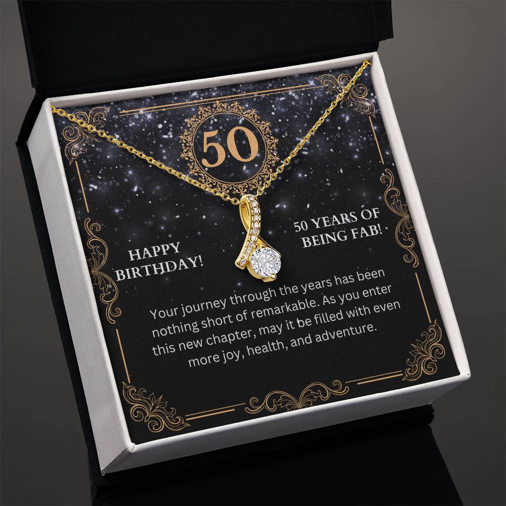 50 Years of Being Fab! Alluring Beauty Necklace With Personalised Message Card