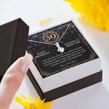 50 Years of Being Fab! Alluring Beauty Necklace With Personalised Message Card