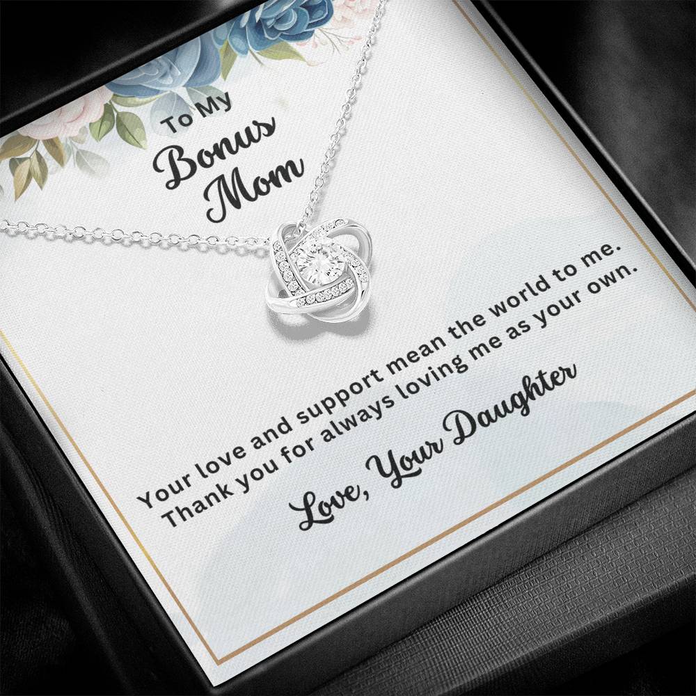 Bonus Mom, Thank You For Loving Me As Your Own - Love Knot Necklace