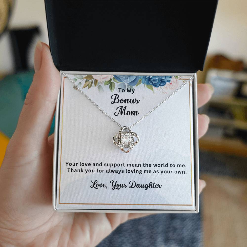 Bonus Mom, Thank You For Loving Me As Your Own - Love Knot Necklace