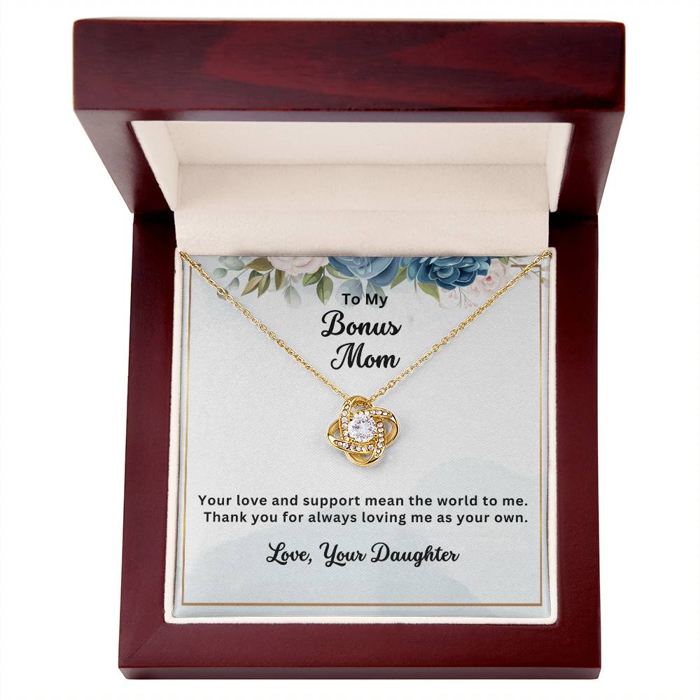 Bonus Mom, Thank You For Loving Me As Your Own - Love Knot Necklace