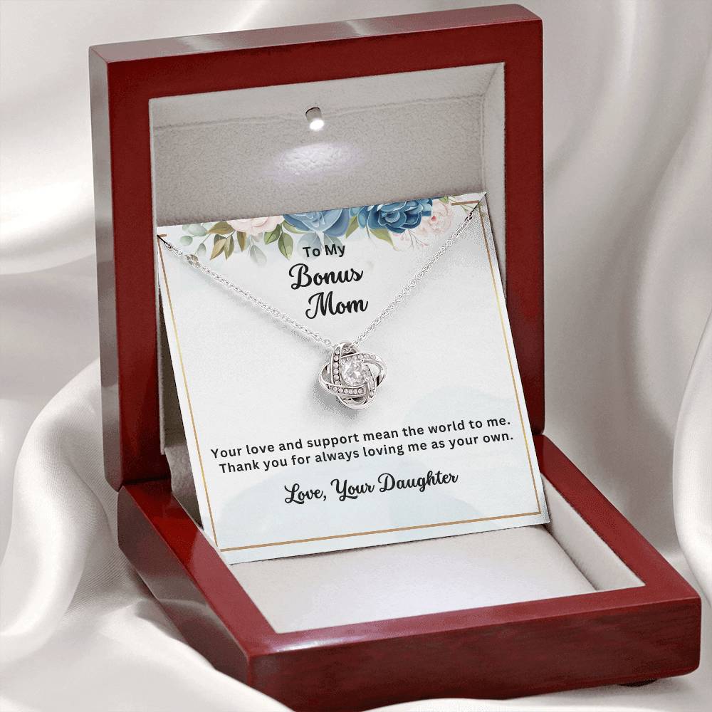 Bonus Mom, Thank You For Loving Me As Your Own - Love Knot Necklace