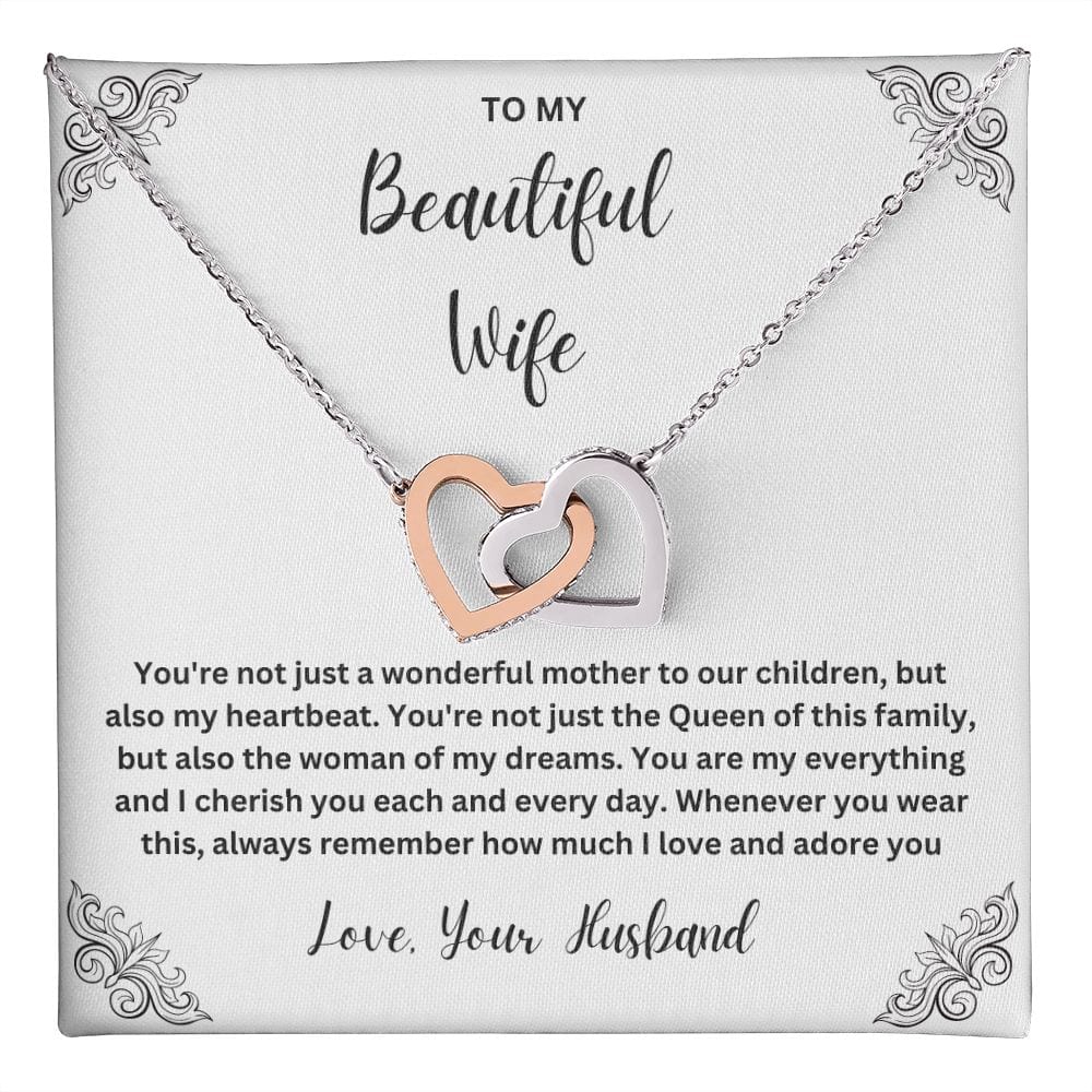 To My Wife, My Heartbeat - Interlocking Hearts Necklace