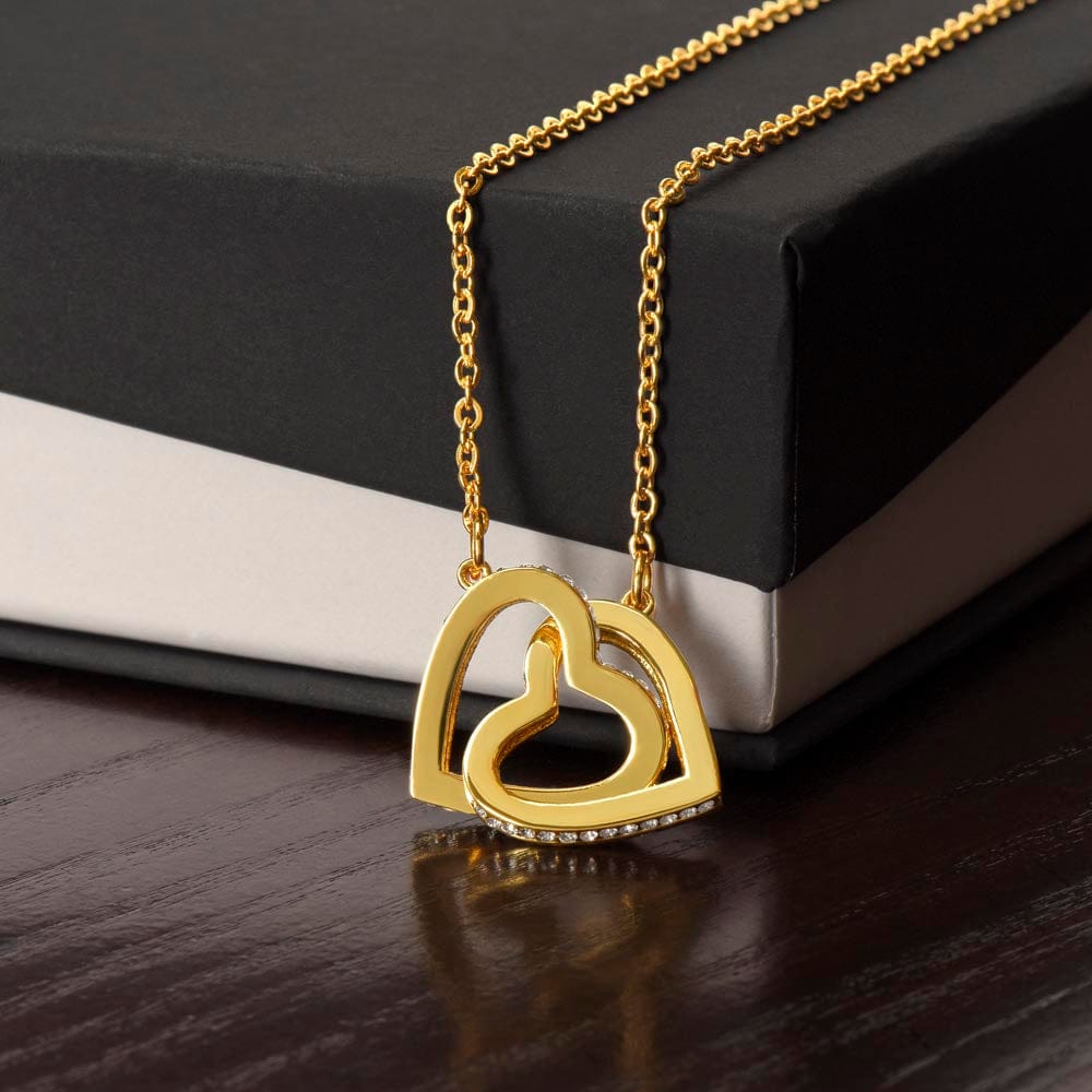 Aliyannah™ Interlocking Hearts Necklace - 18k Yellow Gold/14k White Gold Finish