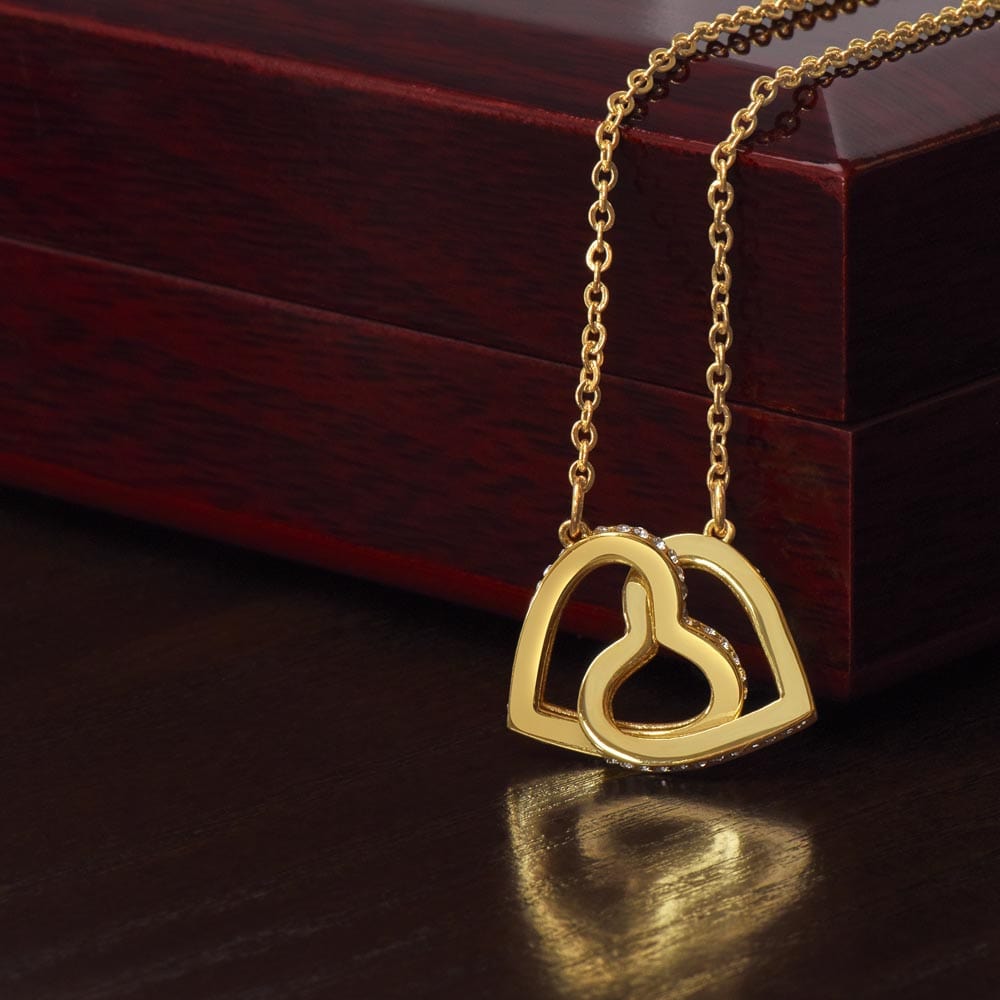 Aliyannah™ Interlocking Hearts Necklace - 18k Yellow Gold/14k White Gold Finish