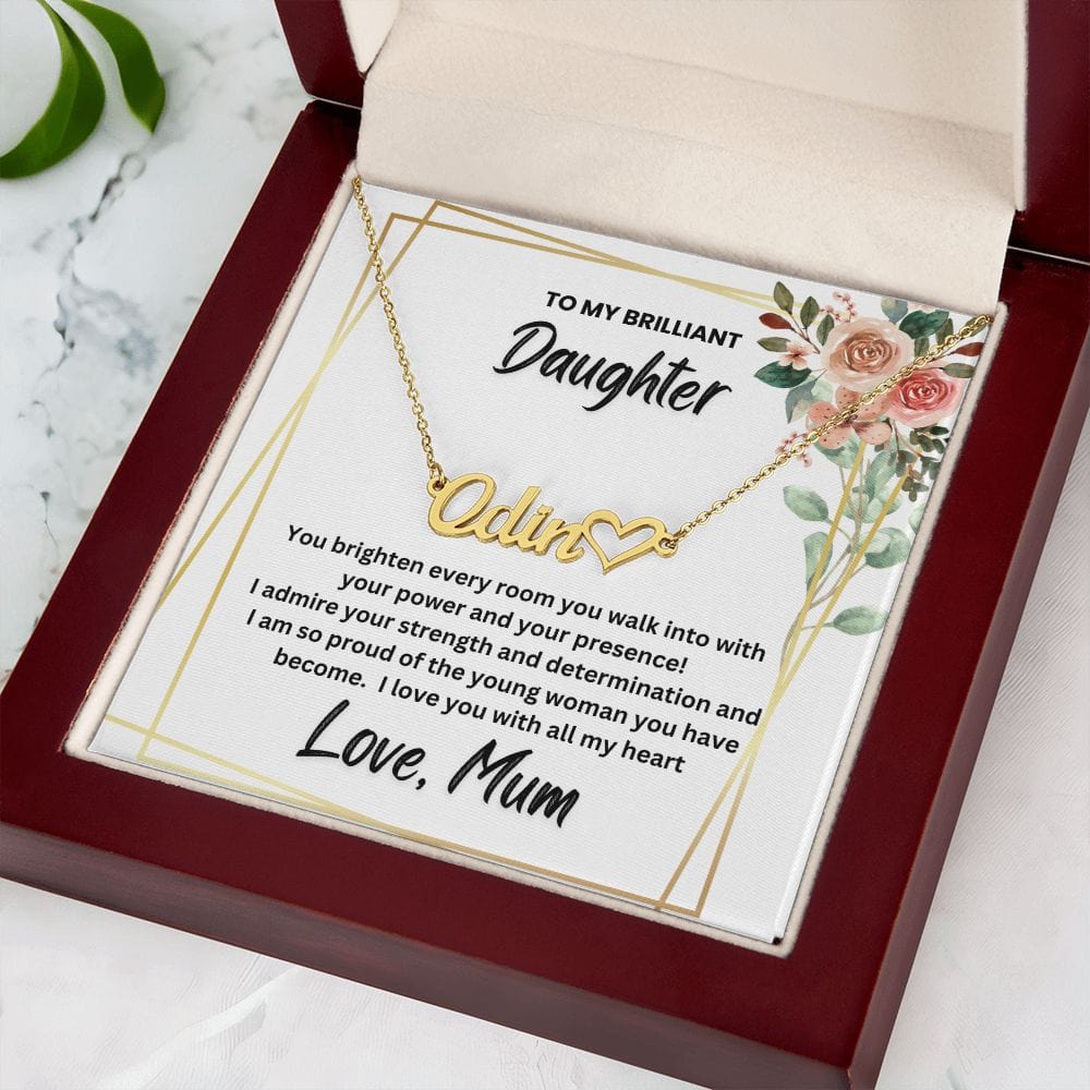 Brilliant Daughter - Personalised Heart Name Necklace