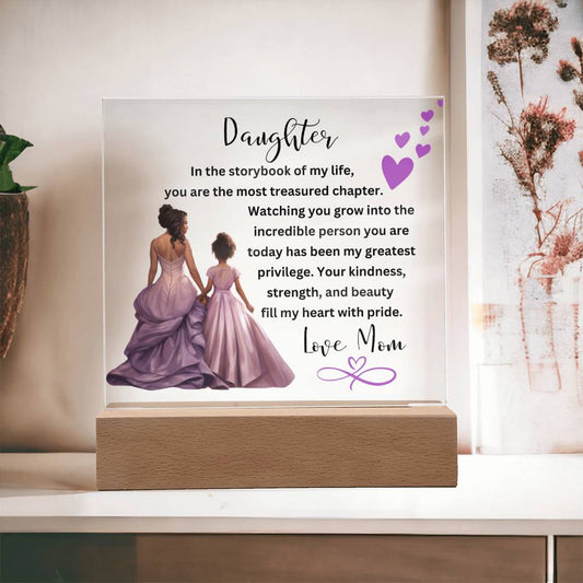 Daughter, You're The Most Treasured Chapter - Square Acrylic Plaque