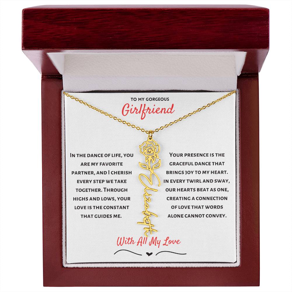 Cherish Every Step - Flower Name Necklace for Girlfriend