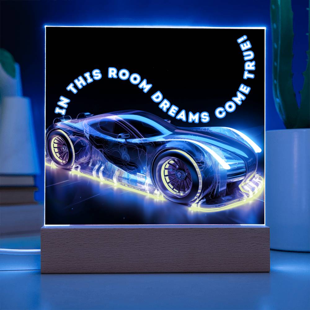 Dreams Come True - Square Acrylic Night Light with LED Base