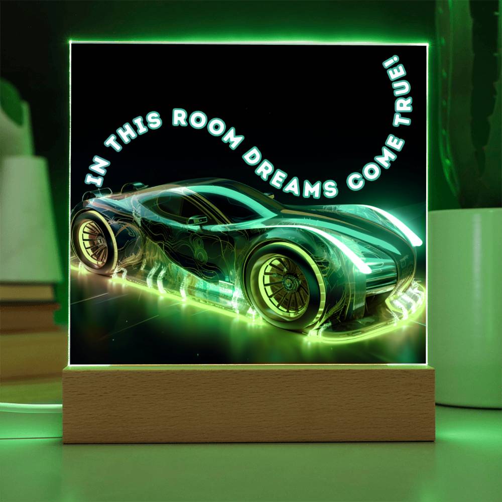 Dreams Come True - Square Acrylic Night Light with LED Base