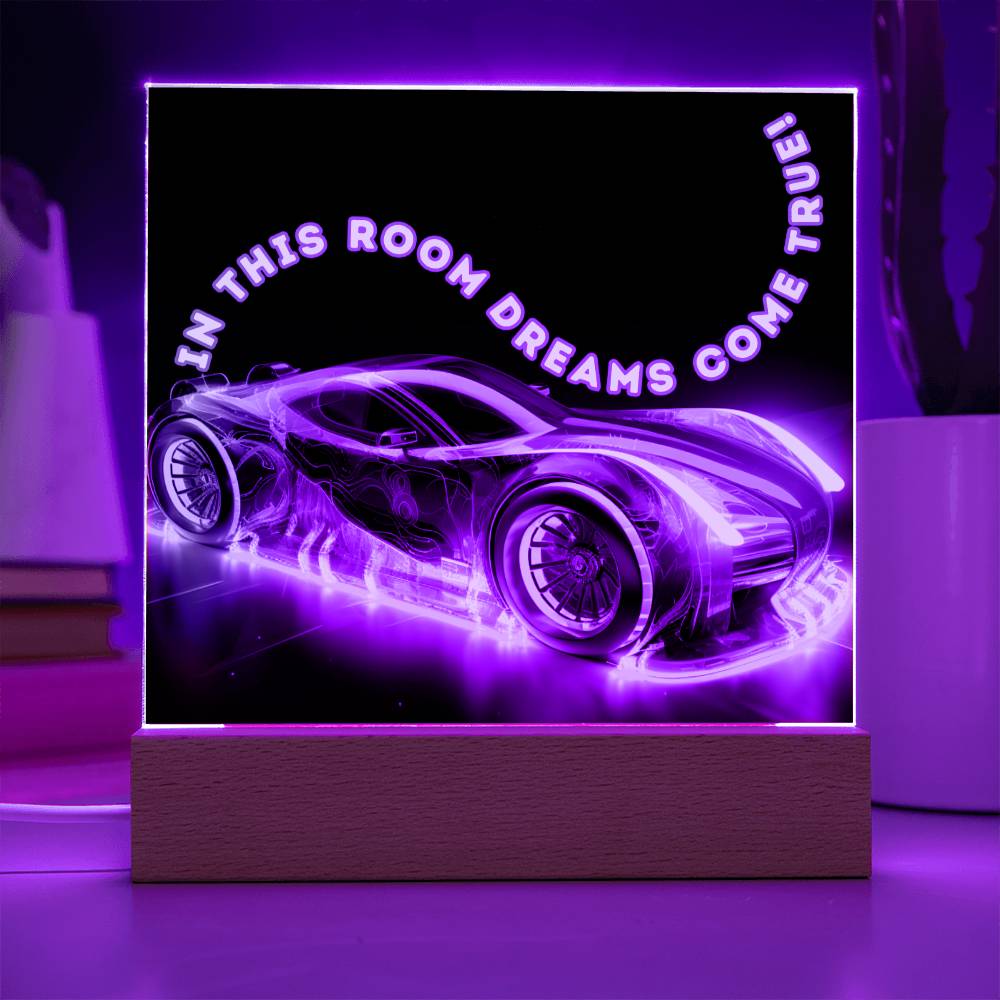 Dreams Come True - Square Acrylic Night Light with LED Base