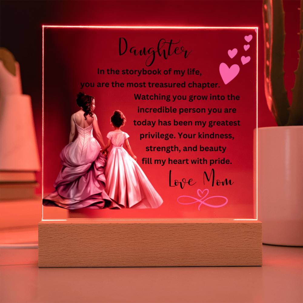 Daughter, You're The Most Treasured Chapter - Square Acrylic Plaque