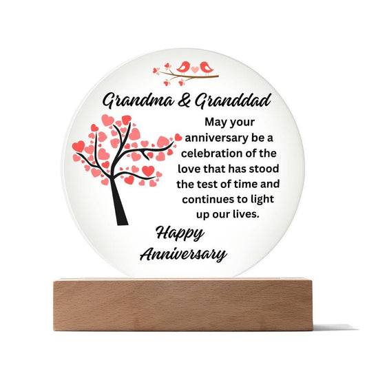 Grandma and Granddad - Anniversary Printed Circle Acrylic Plaque