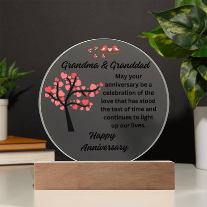 Grandma and Granddad - Anniversary Printed Circle Acrylic Plaque