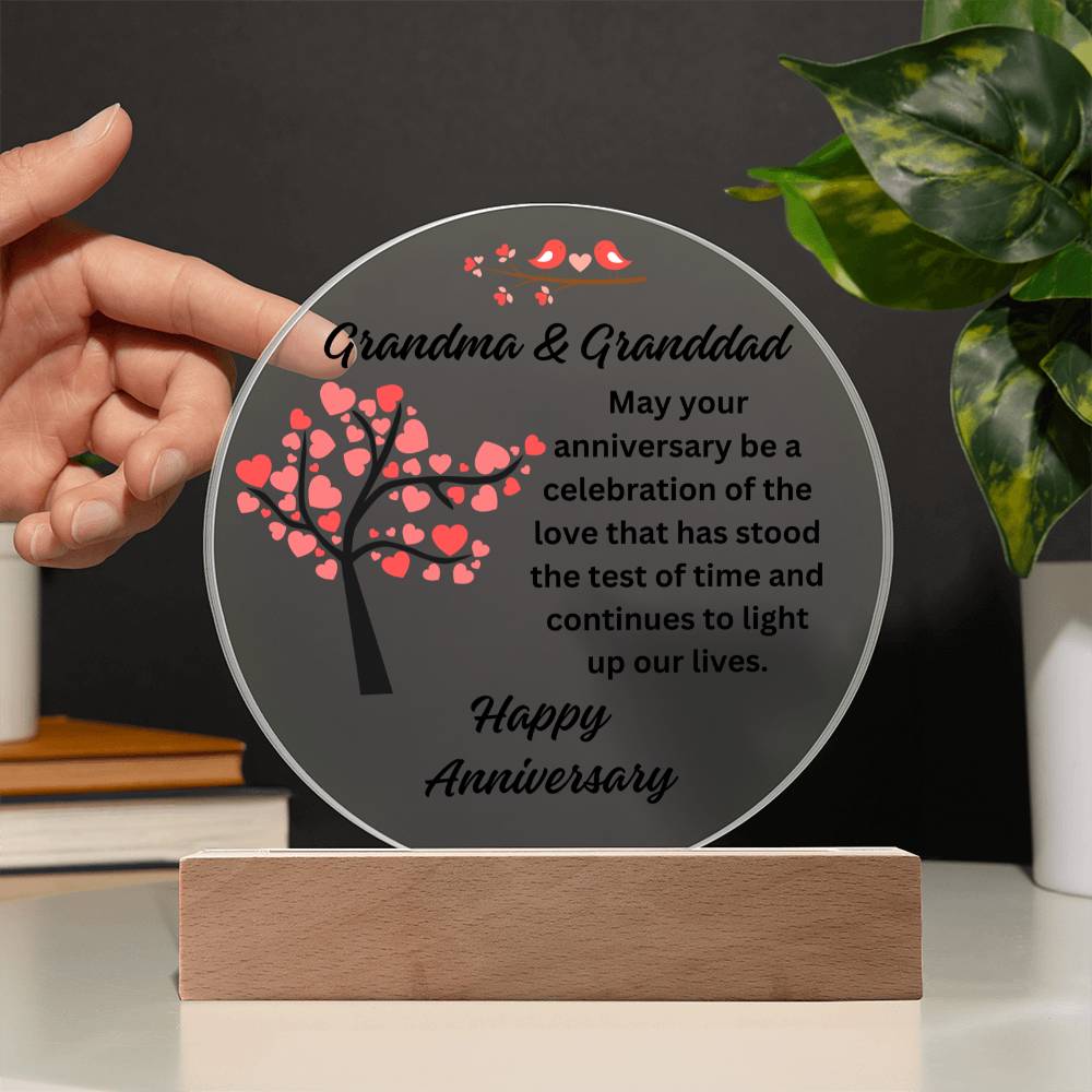 Grandma and Granddad - Anniversary Printed Circle Acrylic Plaque