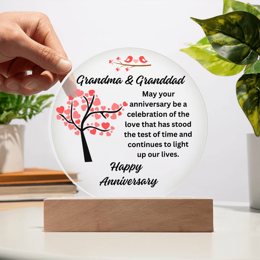 Grandma and Granddad - Anniversary Printed Circle Acrylic Plaque