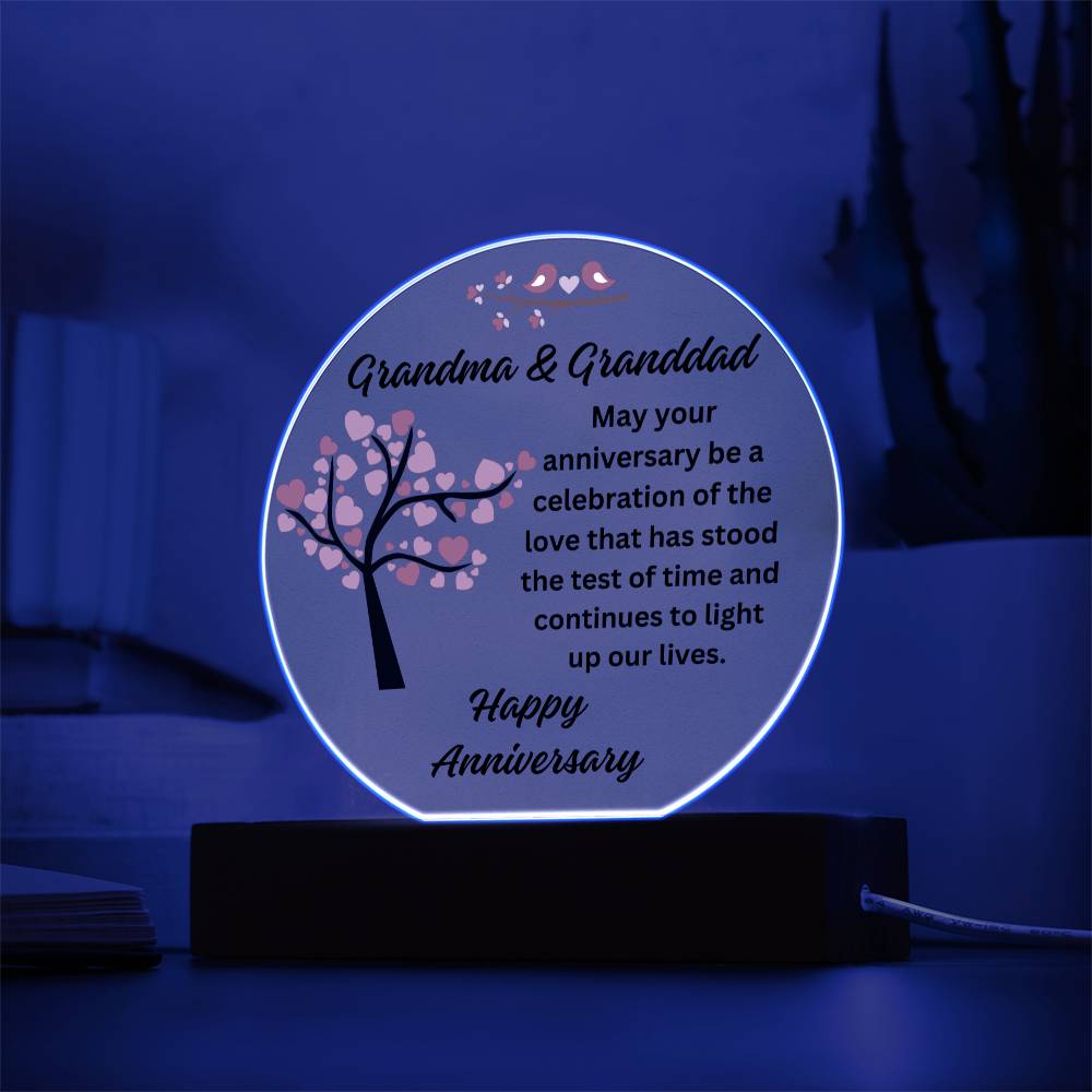 Grandma and Granddad - Anniversary Printed Circle Acrylic Plaque