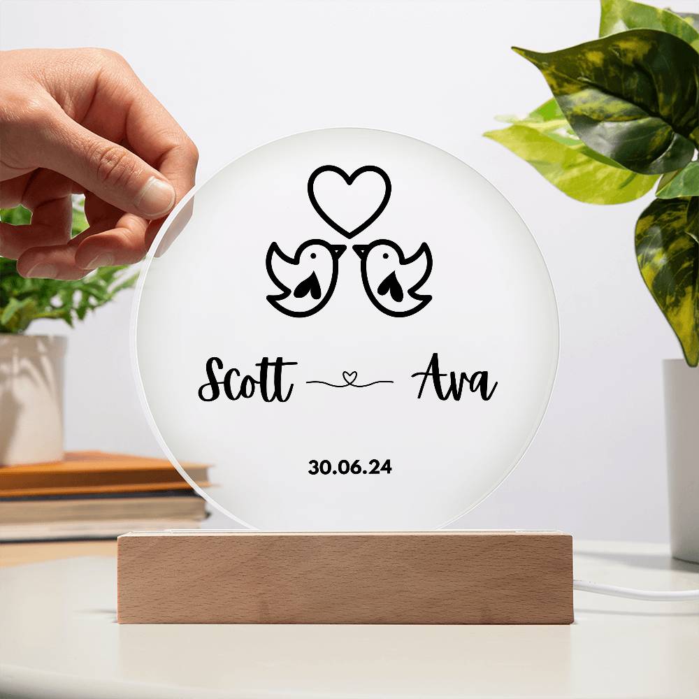 Personalised Lovebirds Acrylic Plaque