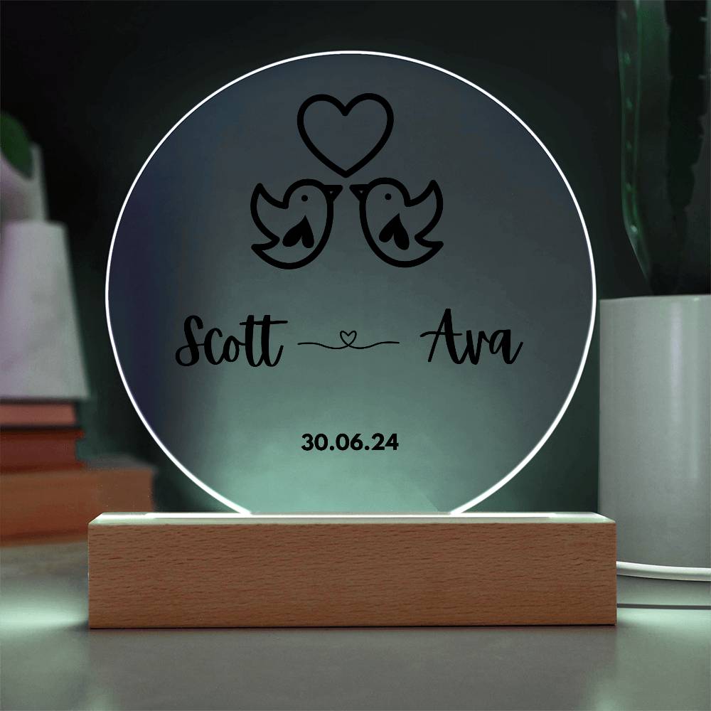 Personalised Lovebirds Acrylic Plaque