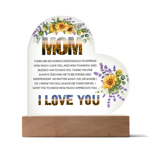 Mom, Thankful And Blessed To Have You - Printed Heart Acrylic Plaque