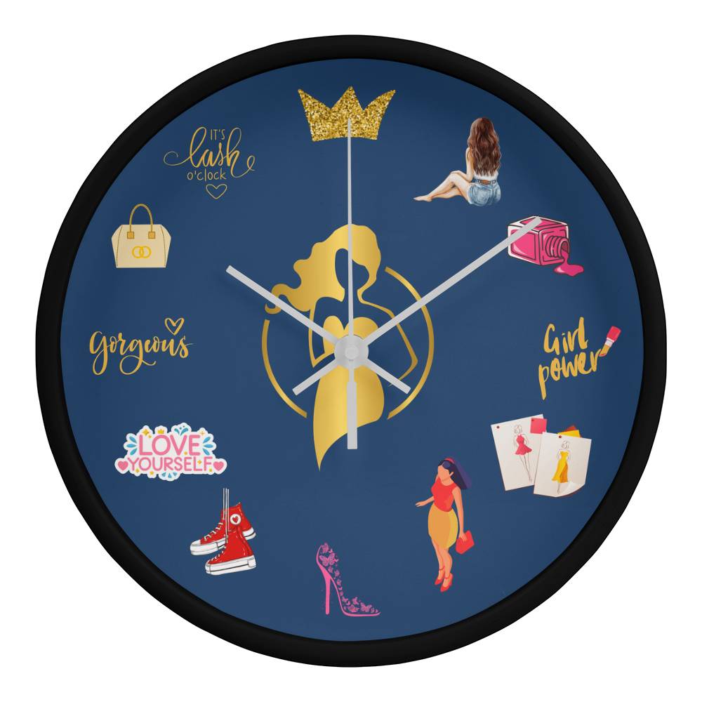 Fashion Girl - Wood Frame 10” Wall Clock