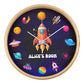 Outer Space - Personalised Wood Frame 10” Clock for Kids