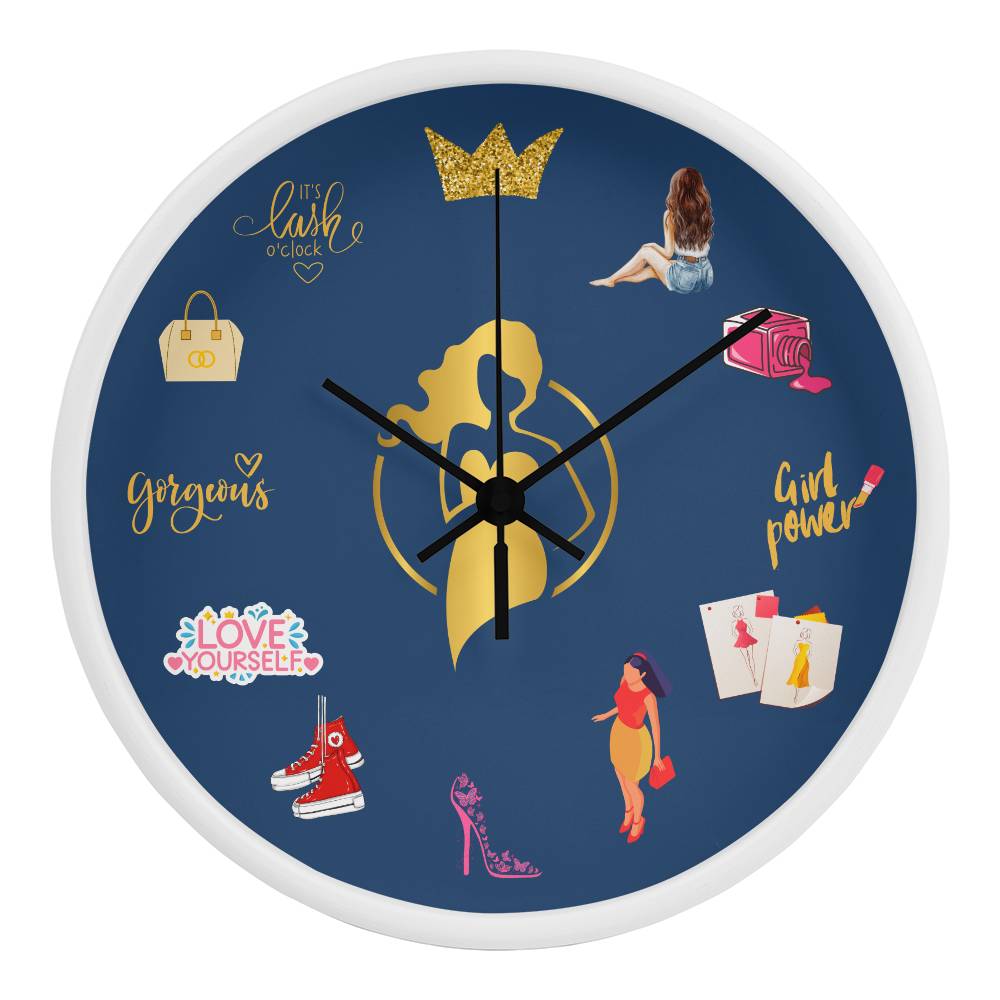 Fashion Girl - Wood Frame 10” Wall Clock