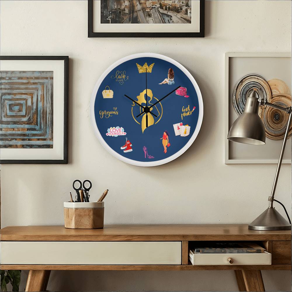 Fashion Girl - Wood Frame 10” Wall Clock