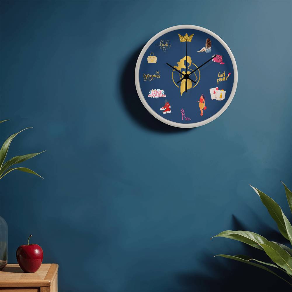 Fashion Girl - Wood Frame 10” Wall Clock