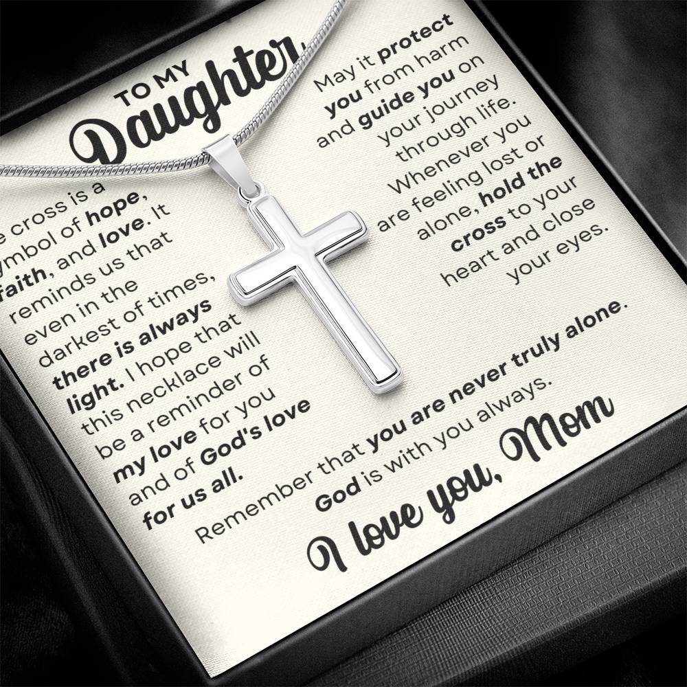 Daughter, You're Never Alone - Stainless Steel Cross Necklace