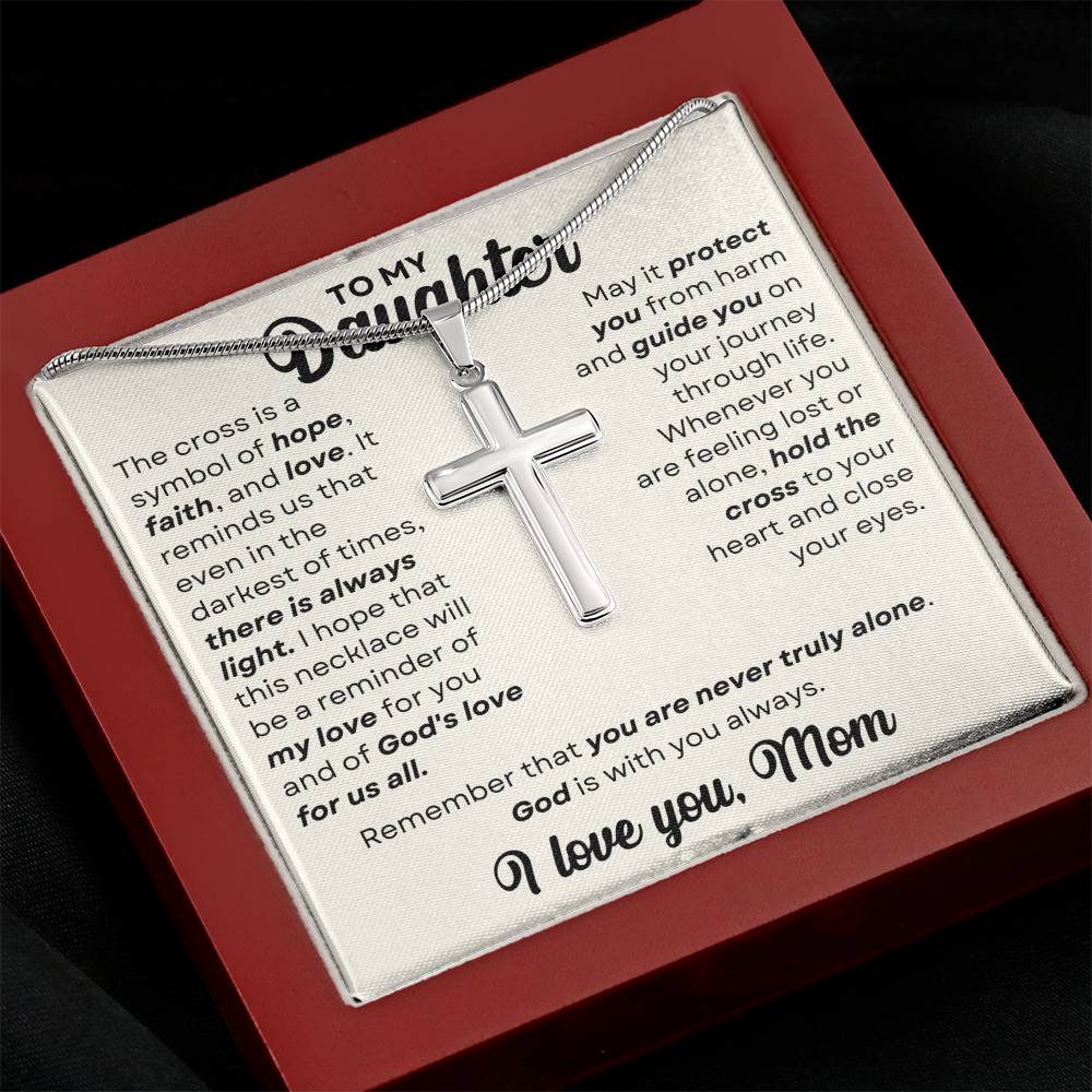 Daughter, You're Never Alone - Stainless Steel Cross Necklace