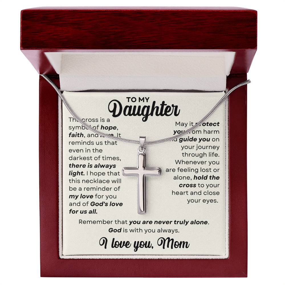 Daughter, You're Never Alone - Stainless Steel Cross Necklace