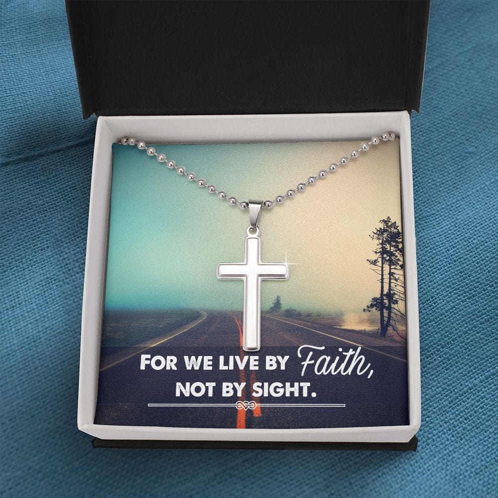 Live By Faith Artisan-Crafted Stainless Cross Necklace