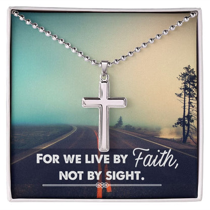 Live By Faith Artisan-Crafted Stainless Cross Necklace