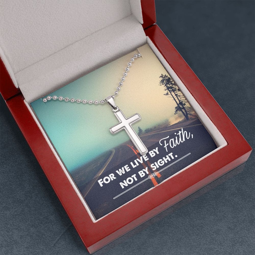 Live By Faith Artisan-Crafted Stainless Cross Necklace