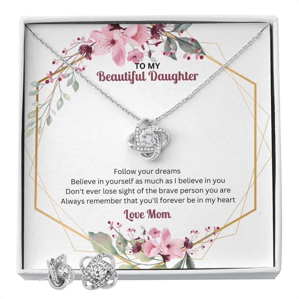 Daughter, Follow Your Dreams - Love Knot Necklace and Earring Set