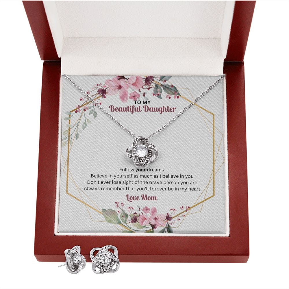 Daughter, Follow Your Dreams - Love Knot Necklace and Earring Set
