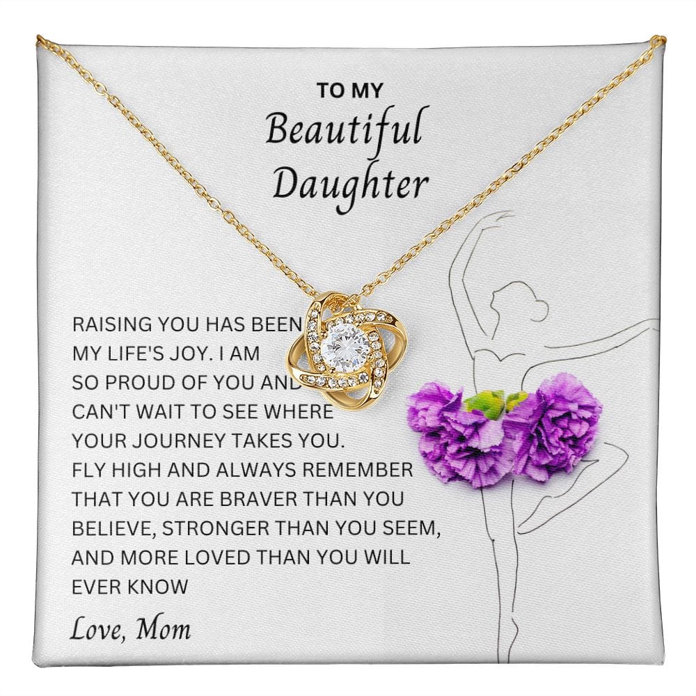 To My Beautiful Daughter - Love Knot Necklace From Mom