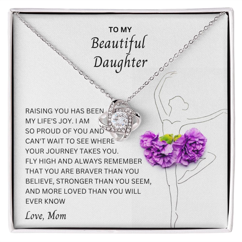 To My Beautiful Daughter - Love Knot Necklace From Mom