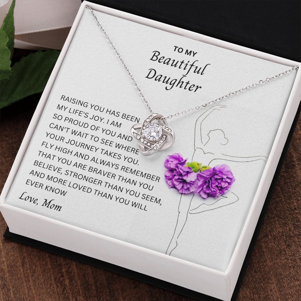 To My Beautiful Daughter - Love Knot Necklace From Mom