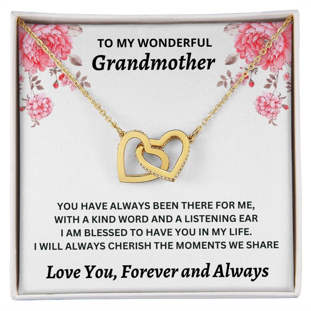 To My Wonderful Grandmother - Interlocking Hearts Necklace